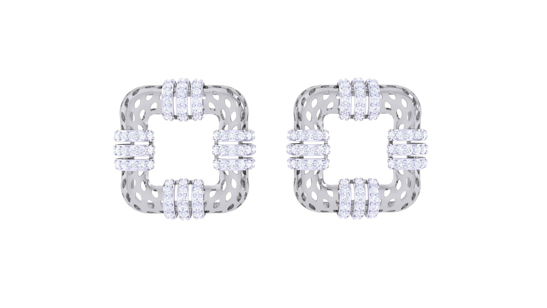 Leaf Mesh Women Pendant Earrings set 3dm stl obj gltf glb 3mf 3D print model_9