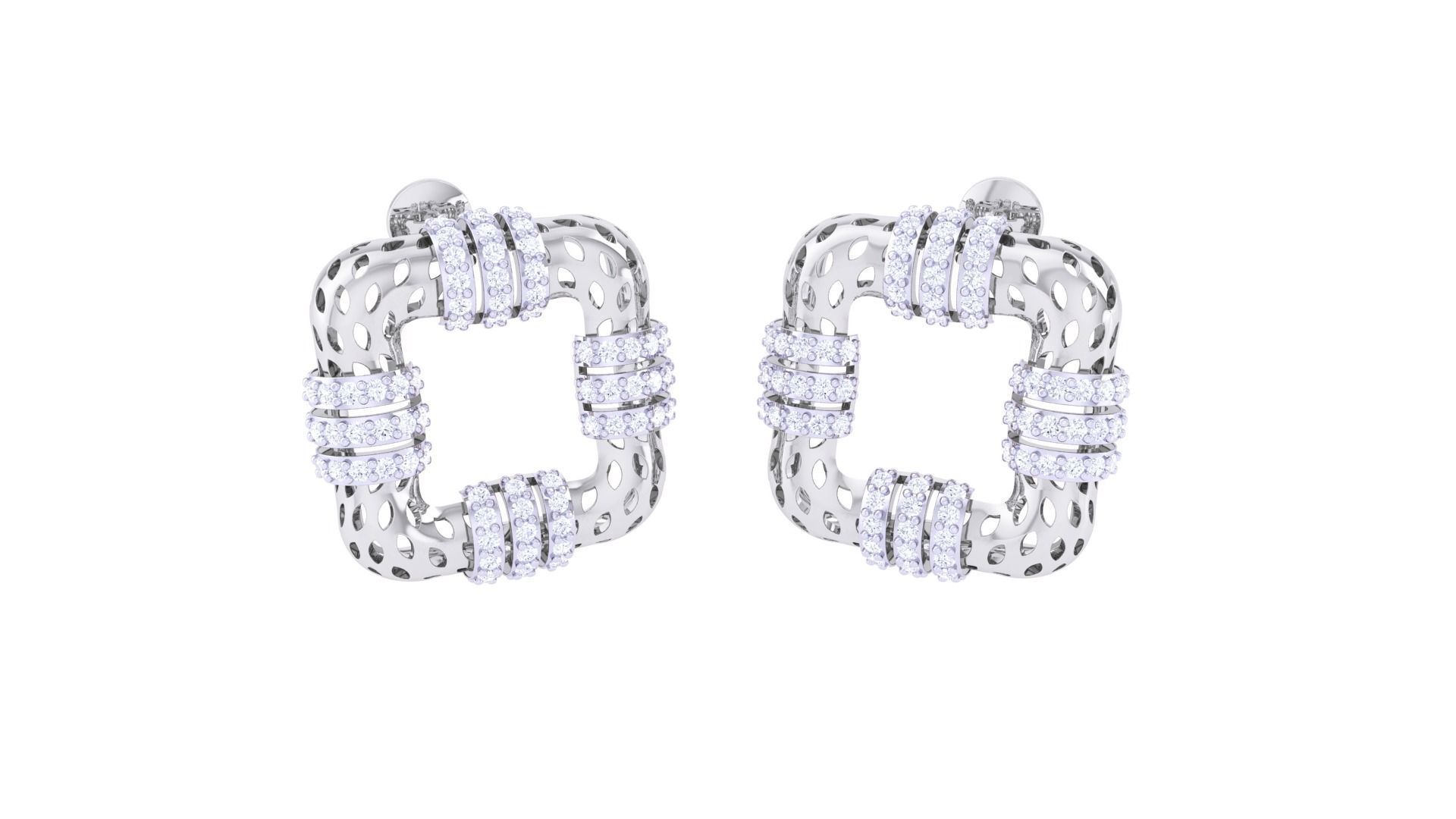 Leaf Mesh Women Pendant Earrings set 3dm stl obj gltf glb 3mf 3D print model_2