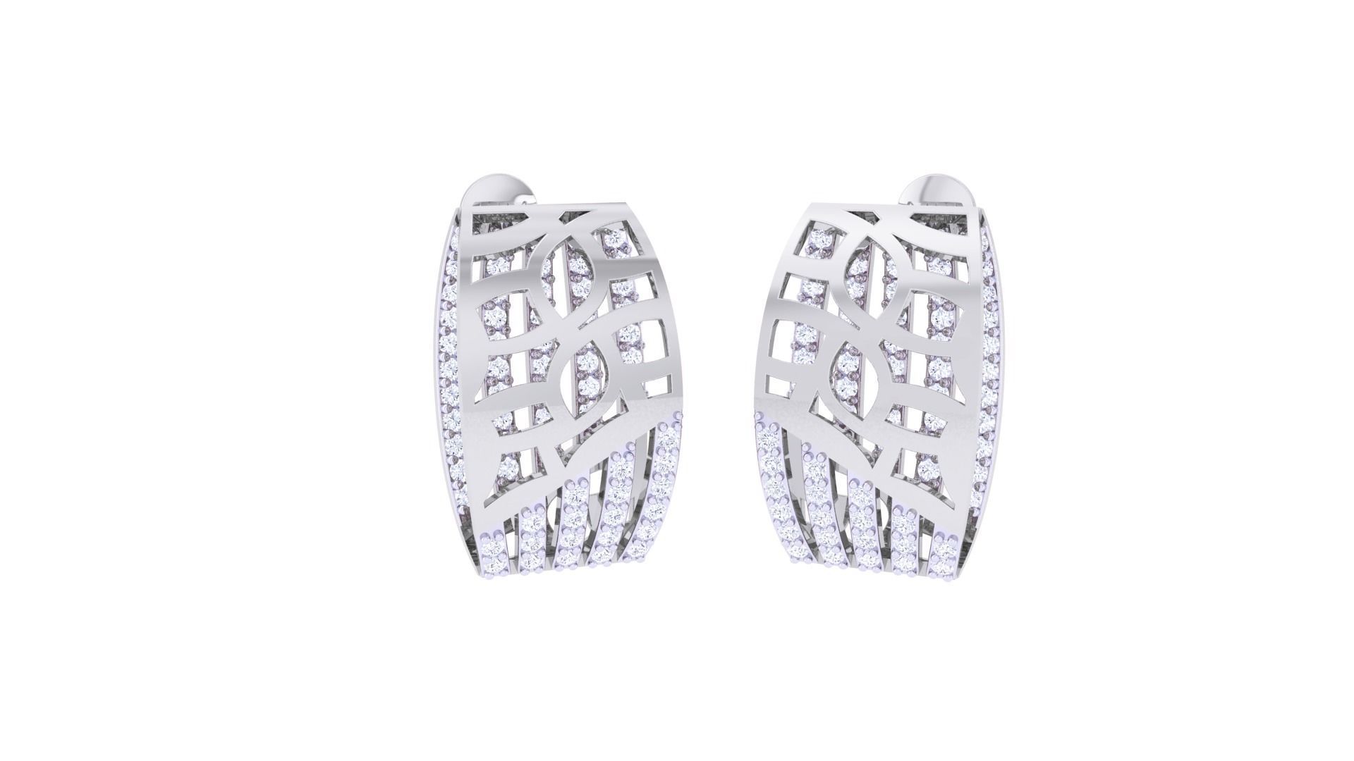 Mesh Diamond Head Women Pendant Earrings set 3dm stl obj gltf  3D print model_2