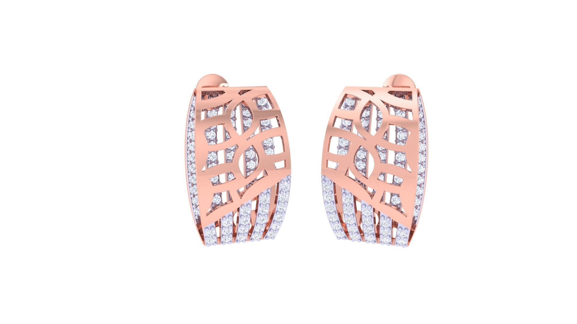 Mesh Diamond Head Women Pendant Earrings set 3dm stl obj gltf  3D print model_1