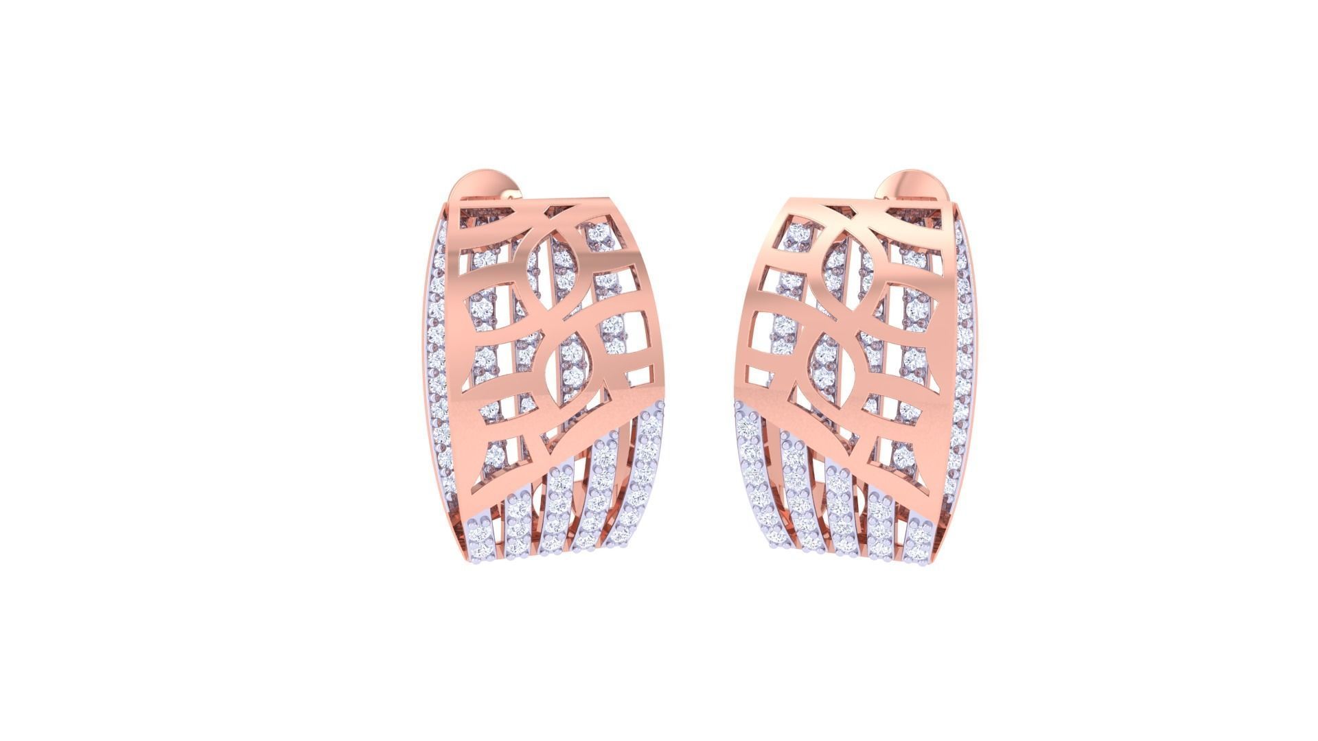 Mesh Diamond Head Women Pendant Earrings set 3dm stl obj gltf  3D print model_3