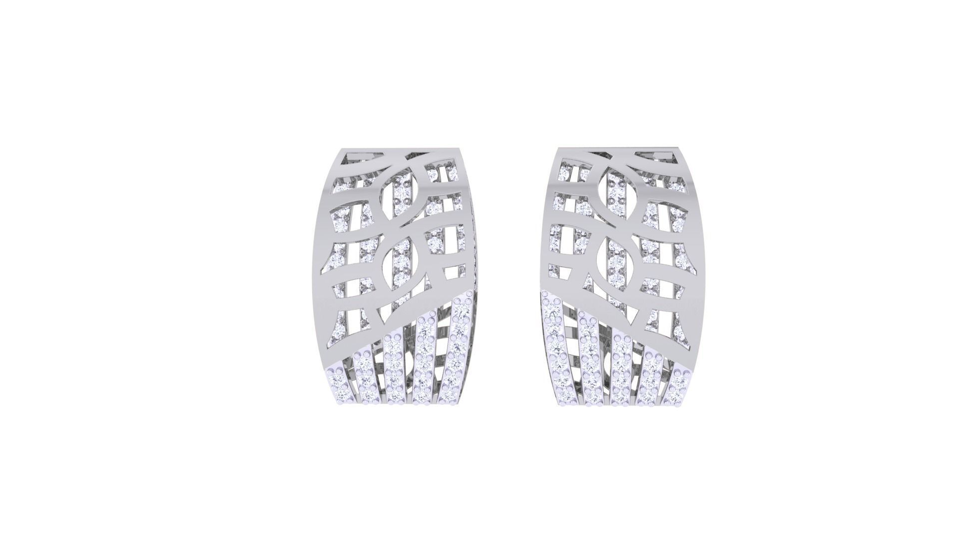 Mesh Diamond Head Women Pendant Earrings set 3dm stl obj gltf  3D print model_9