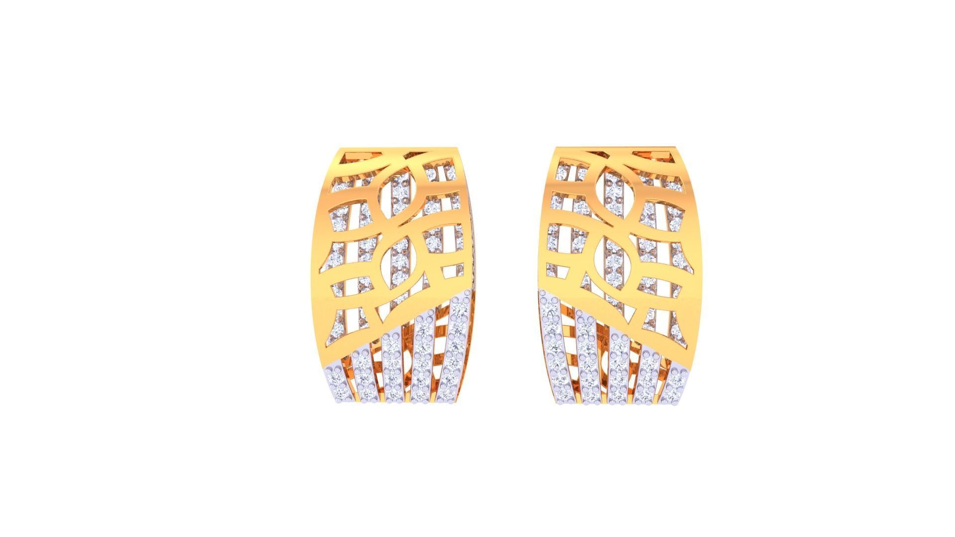 Mesh Diamond Head Women Pendant Earrings set 3dm stl obj gltf  3D print model_8