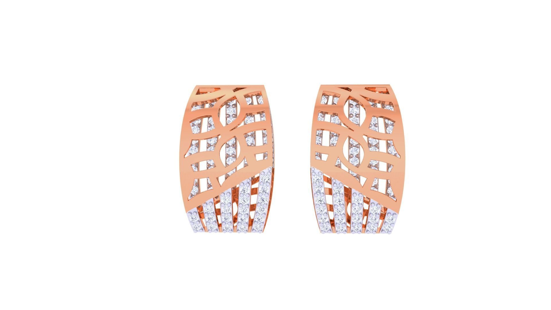 Mesh Diamond Head Women Pendant Earrings set 3dm stl obj gltf  3D print model_10