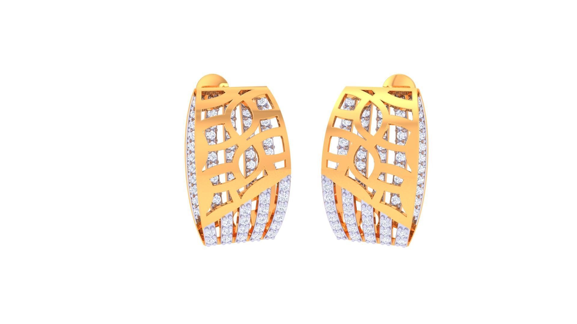 Mesh Diamond Head Women Pendant Earrings set 3dm stl obj gltf  3D print model_5