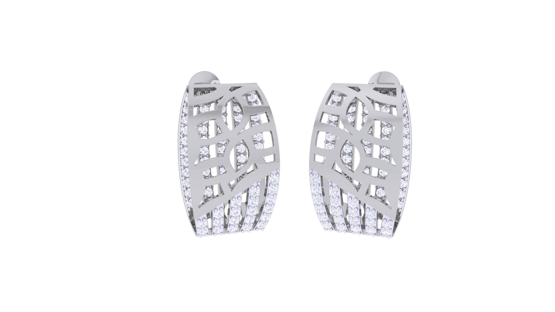 Mesh Diamond Head Women Pendant Earrings set 3dm stl obj gltf  3D print model_6