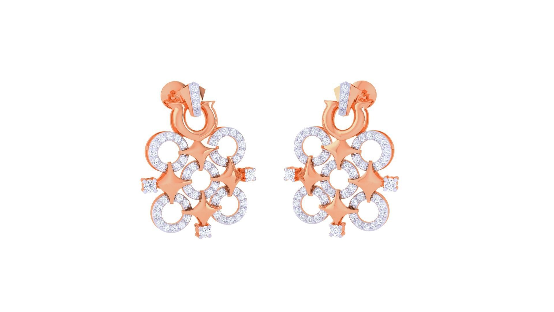 Star Women Pendant Earrings set 3dm stl obj gltf glb 3mf renders 3D print model_7