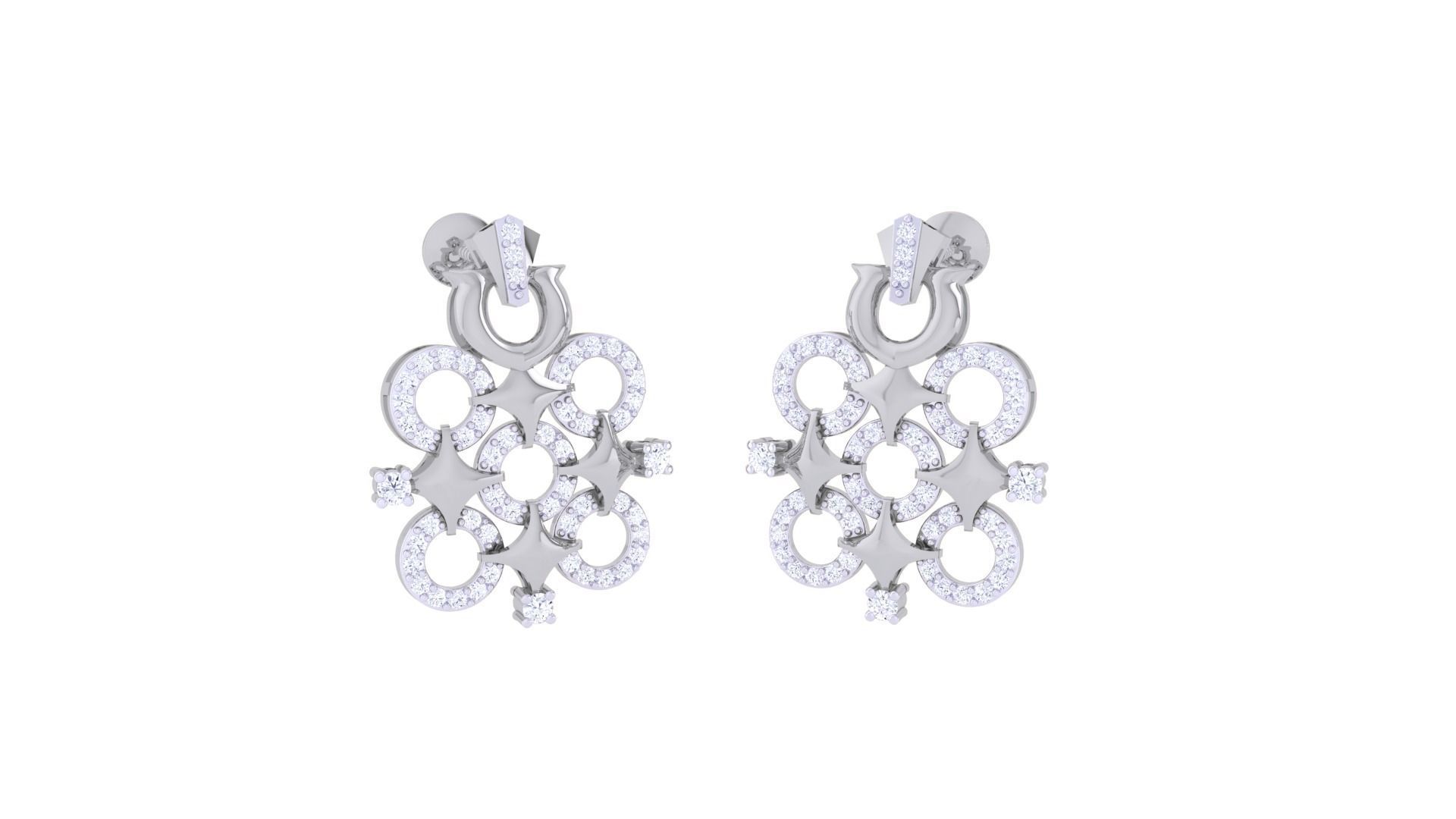 Star Women Pendant Earrings set 3dm stl obj gltf glb 3mf renders 3D print model_6