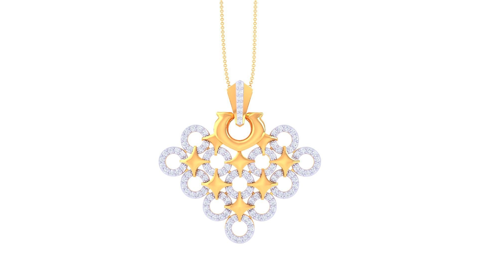 Star Women Pendant Earrings set 3dm stl obj gltf glb 3mf renders 3D print model_22