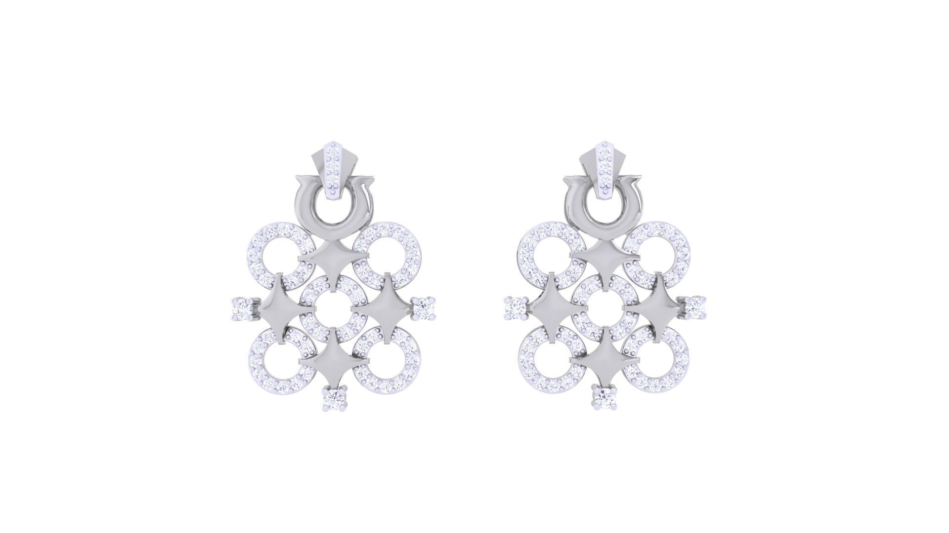 Star Women Pendant Earrings set 3dm stl obj gltf glb 3mf renders 3D print model_9