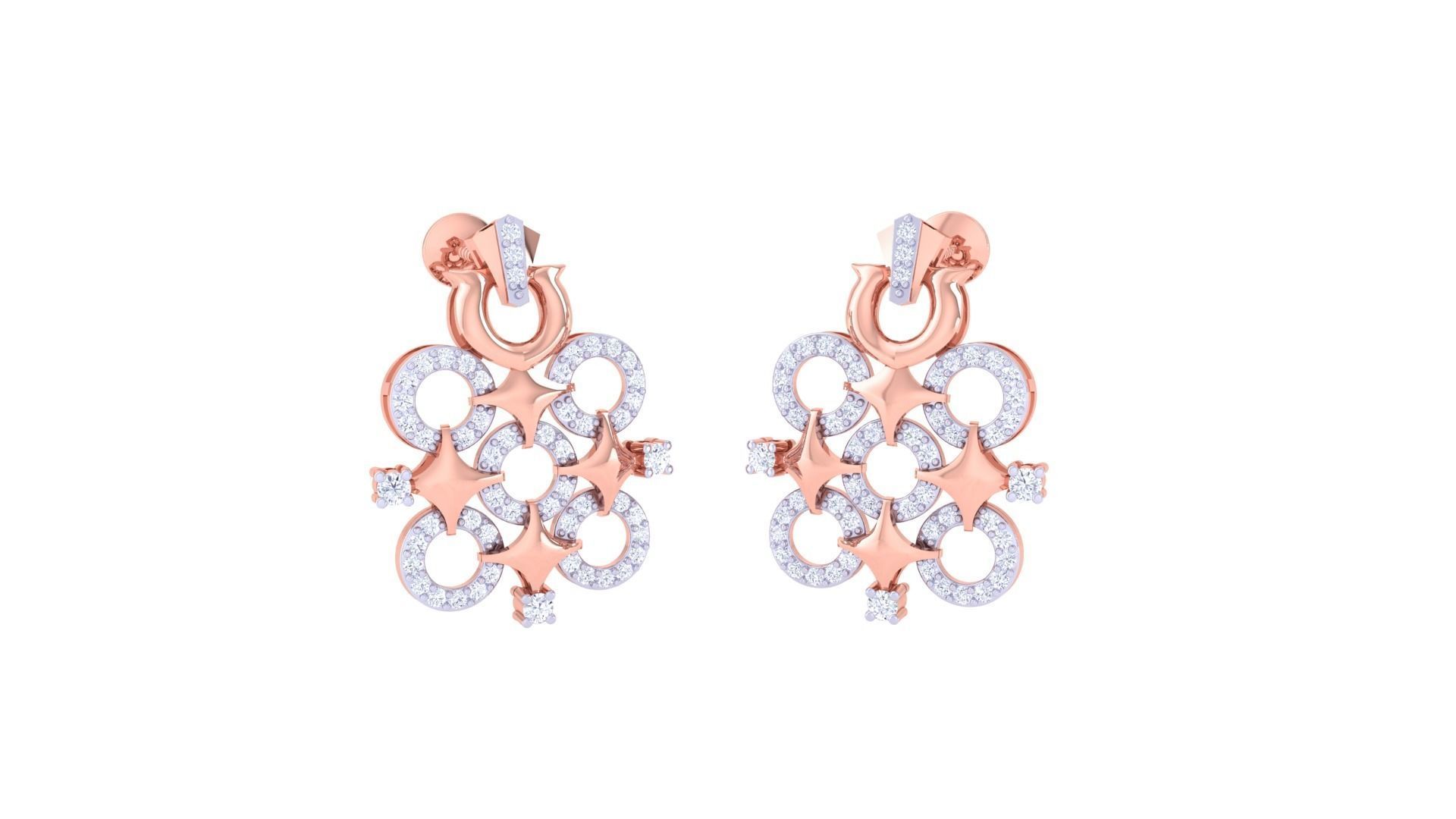 Star Women Pendant Earrings set 3dm stl obj gltf glb 3mf renders 3D print model_3