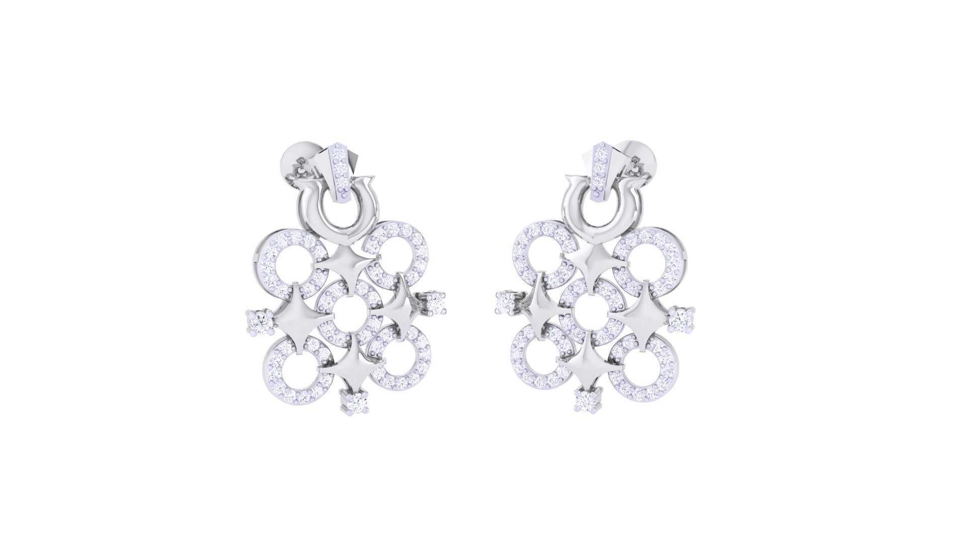 Star Women Pendant Earrings set 3dm stl obj gltf glb 3mf renders 3D print model_2