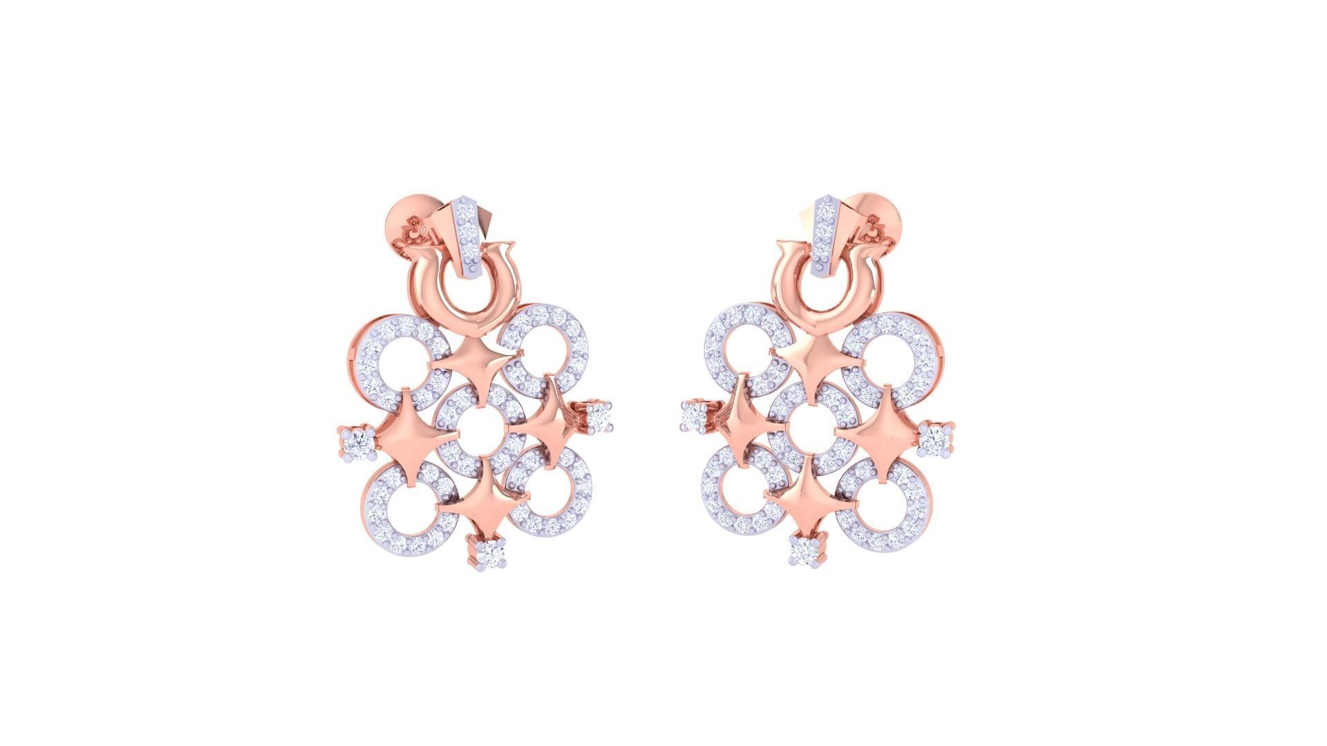 Star Women Pendant Earrings set 3dm stl obj gltf glb 3mf renders 3D print model_1