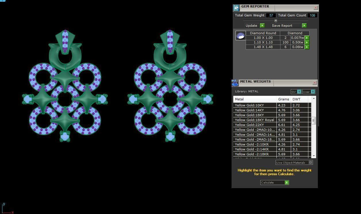 Star Women Pendant Earrings set 3dm stl obj gltf glb 3mf renders 3D print model_4