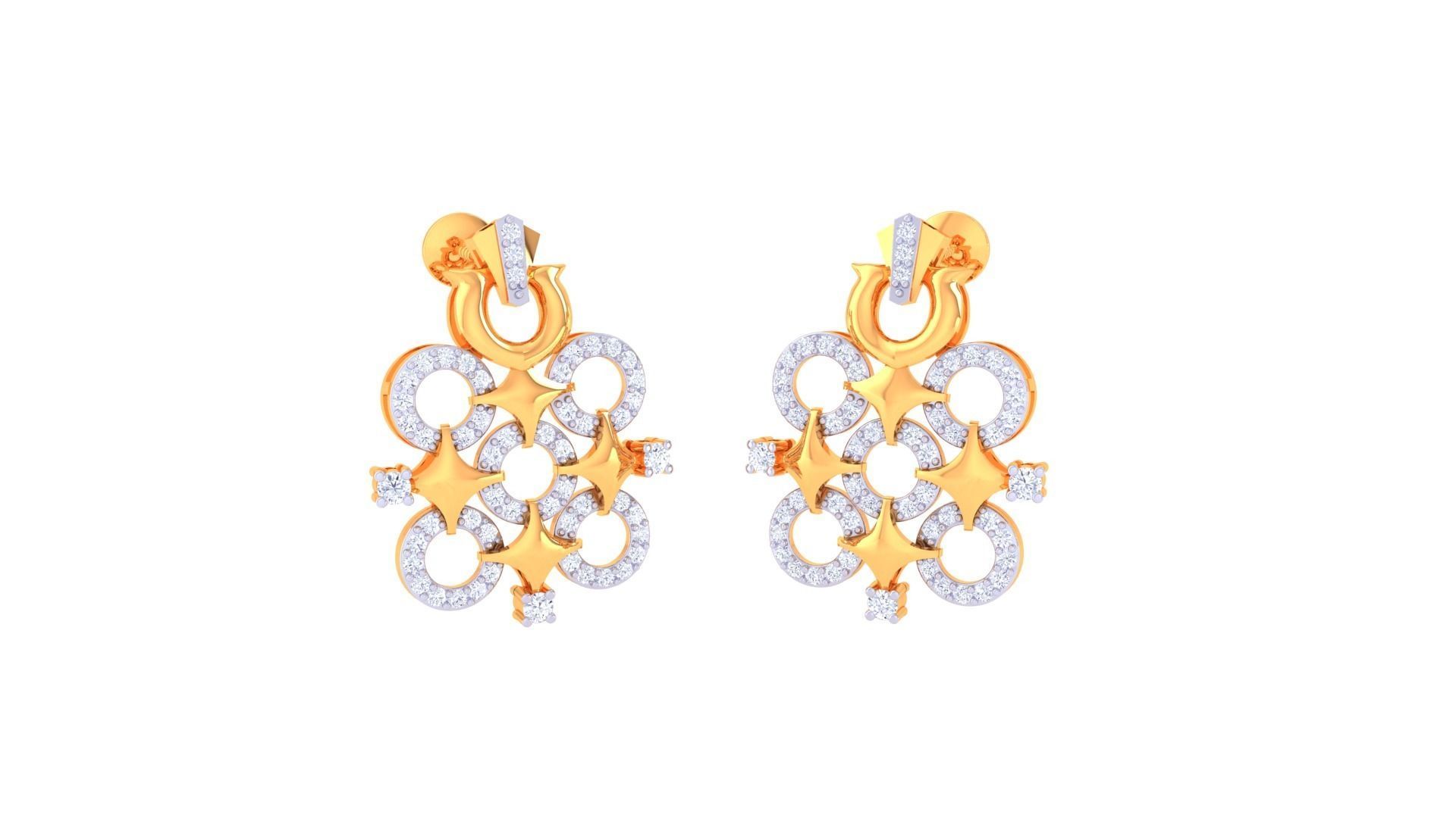 Star Women Pendant Earrings set 3dm stl obj gltf glb 3mf renders 3D print model_5