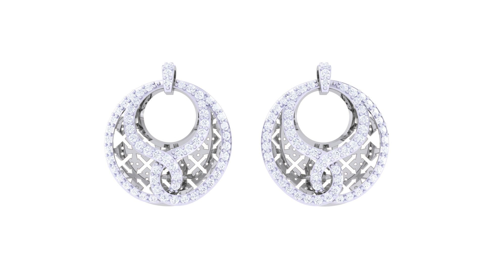 Mesh Women Pendant Earrings set 3dm stl obj gltf glb 3mf renders 3D print model_8