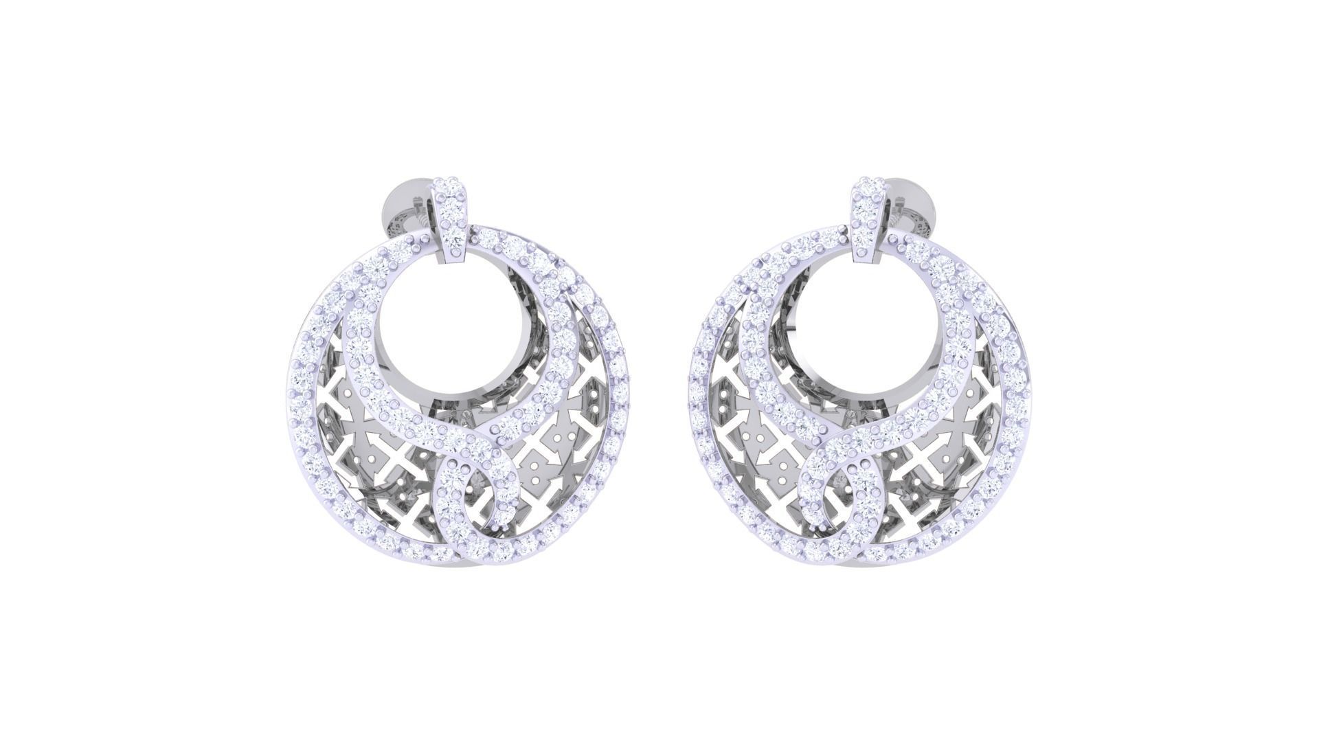 Mesh Women Pendant Earrings set 3dm stl obj gltf glb 3mf renders 3D print model_5