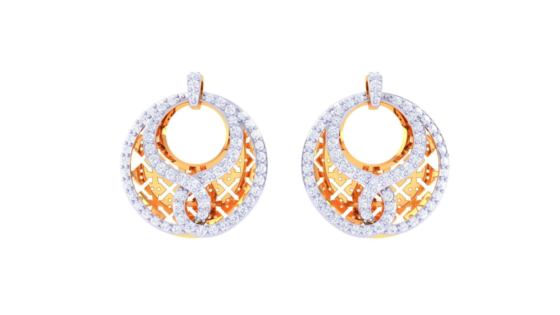 Mesh Women Pendant Earrings set 3dm stl obj gltf glb 3mf renders 3D print model_9