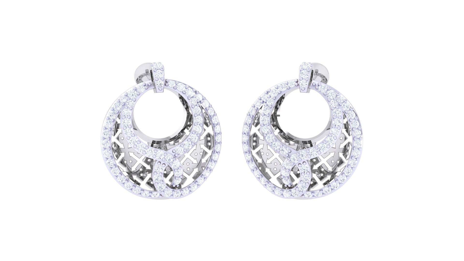 Mesh Women Pendant Earrings set 3dm stl obj gltf glb 3mf renders 3D print model_2