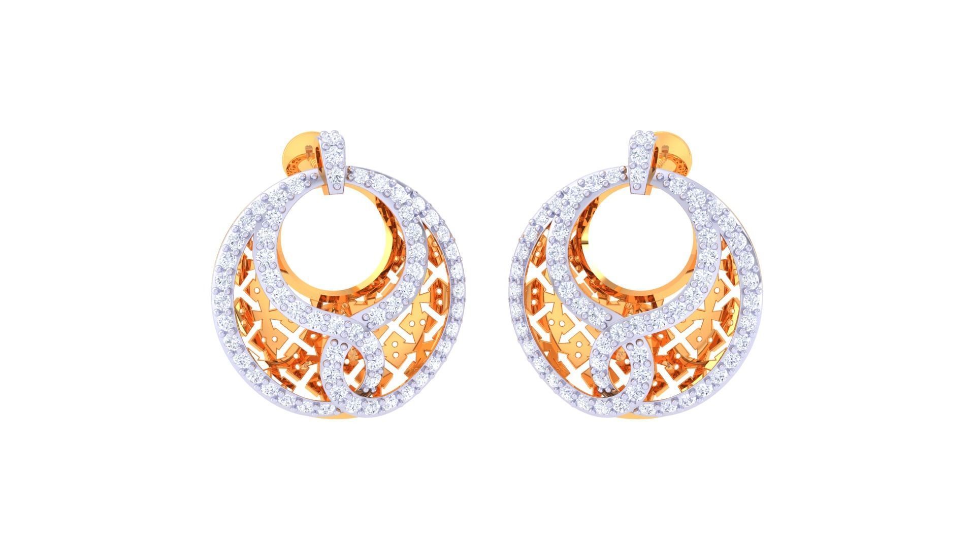 Mesh Women Pendant Earrings set 3dm stl obj gltf glb 3mf renders 3D print model_6