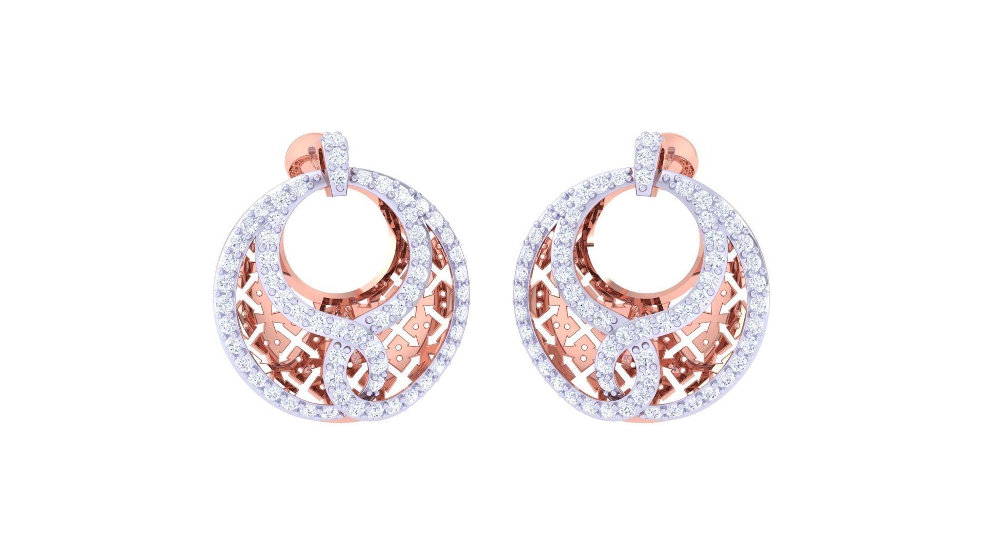 Mesh Women Pendant Earrings set 3dm stl obj gltf glb 3mf renders 3D print model_1