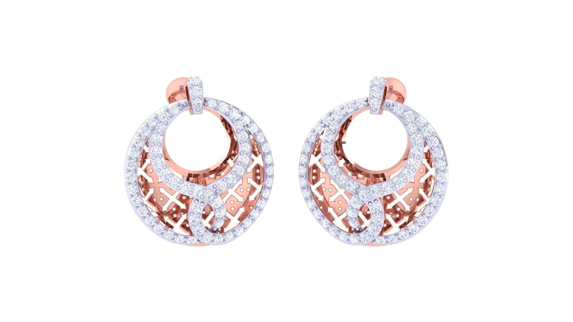 Mesh Women Pendant Earrings set 3dm stl obj gltf glb 3mf renders 3D print model_3