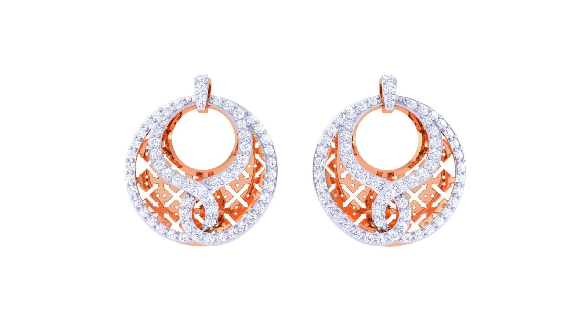 Mesh Women Pendant Earrings set 3dm stl obj gltf glb 3mf renders 3D print model_10