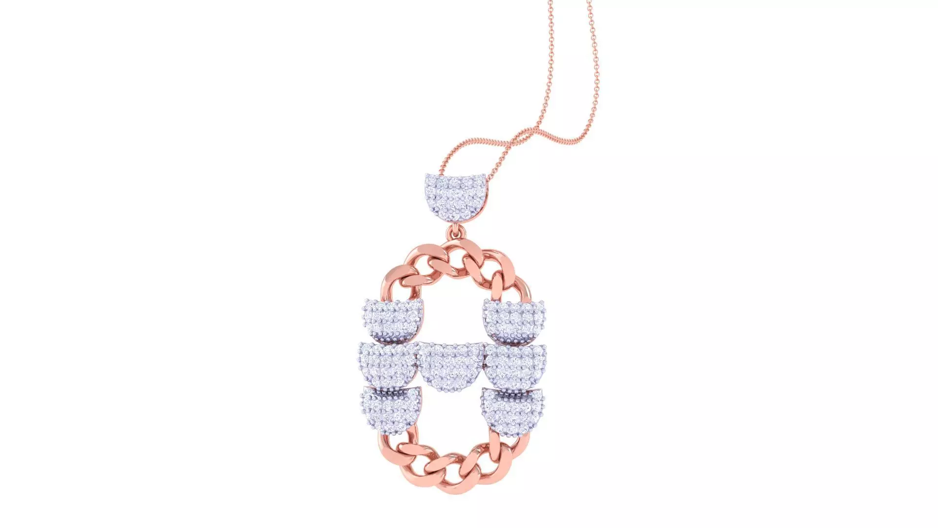 Chain Women Pendant Earrings set 3dm stl obj gltf glb 3mf  3D print model_0