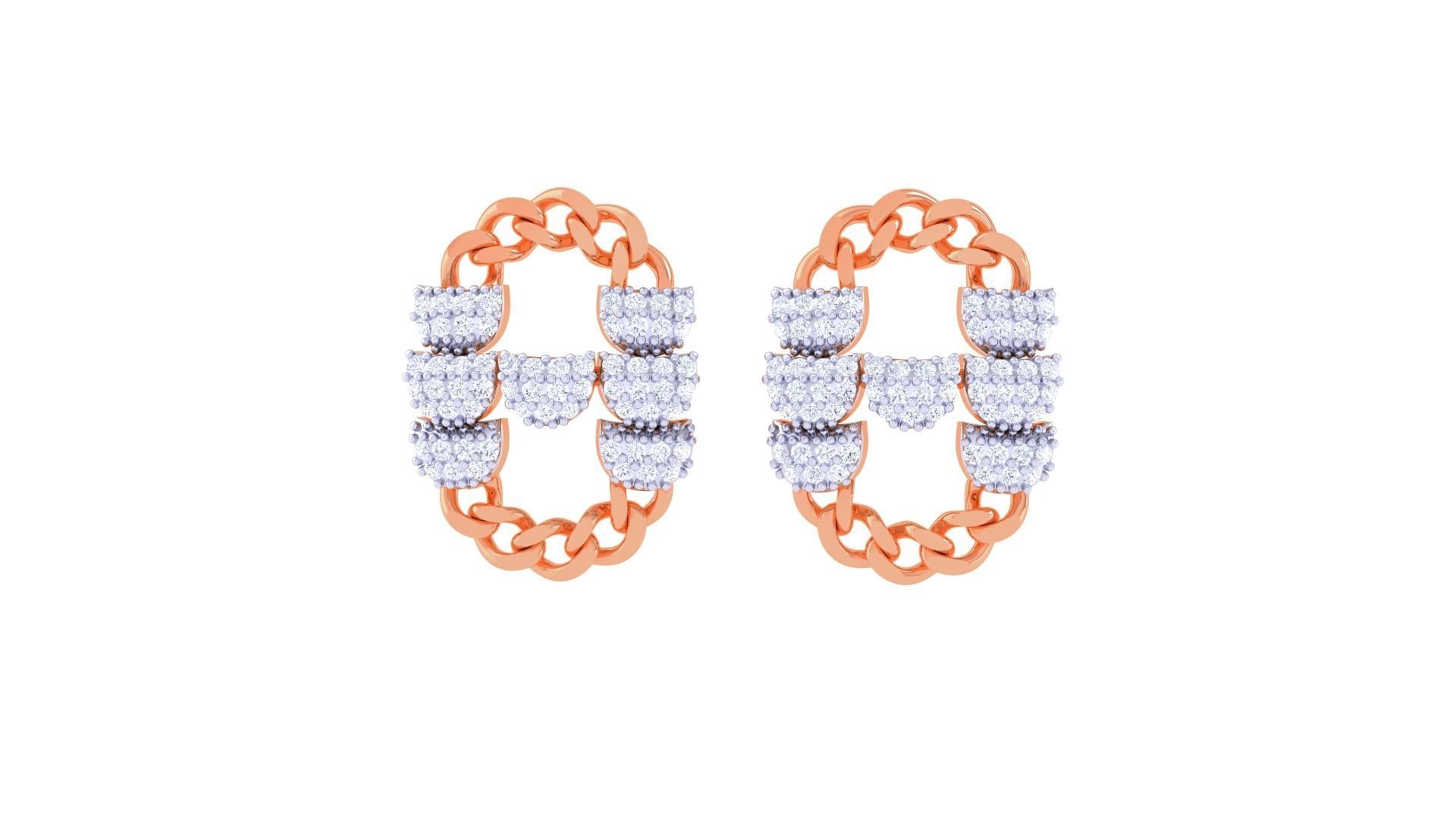 Chain Women Pendant Earrings set 3dm stl obj gltf glb 3mf  3D print model_10