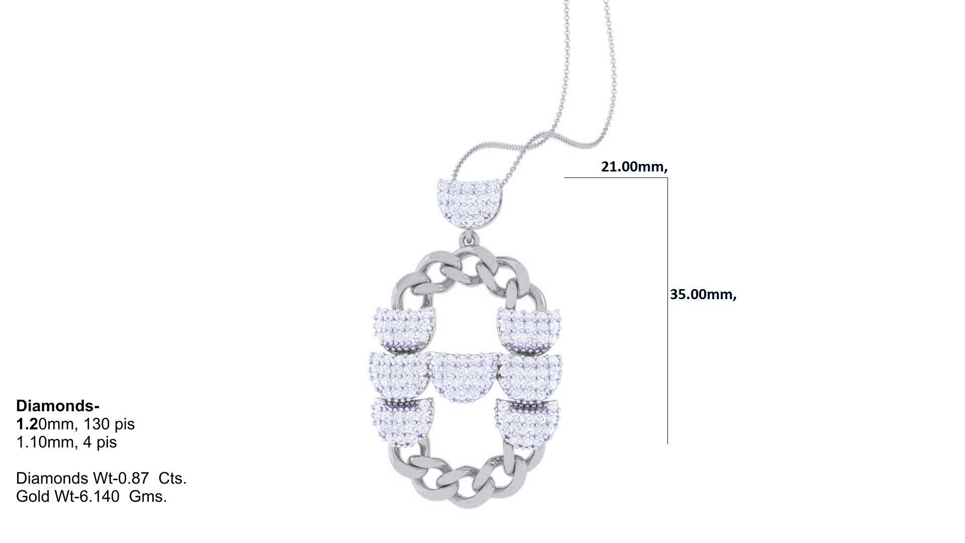 Chain Women Pendant Earrings set 3dm stl obj gltf glb 3mf  3D print model_17