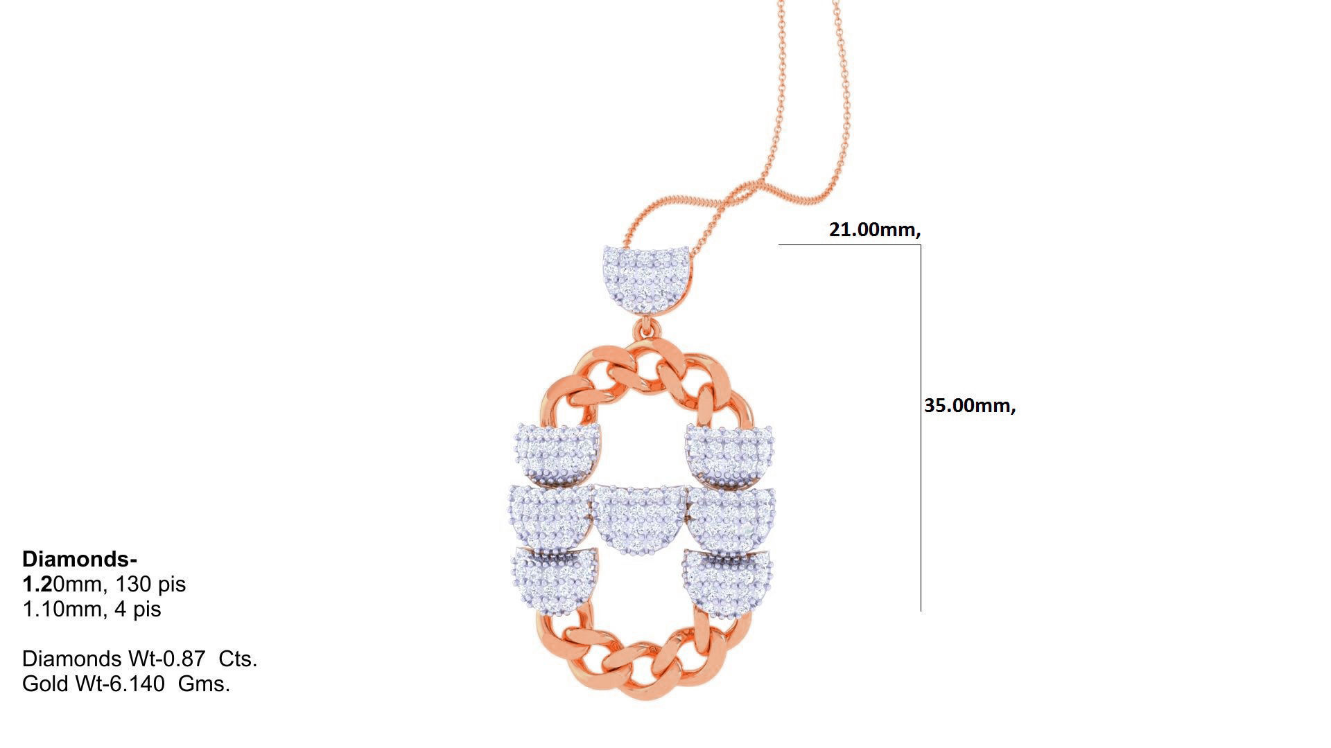 Chain Women Pendant Earrings set 3dm stl obj gltf glb 3mf  3D print model_18