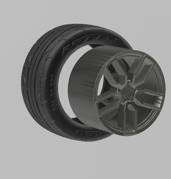 DODGE HELLCAT WHEEL AND TIRE FOR SCALE AUTO AND DIORAMAS 3D print model_3