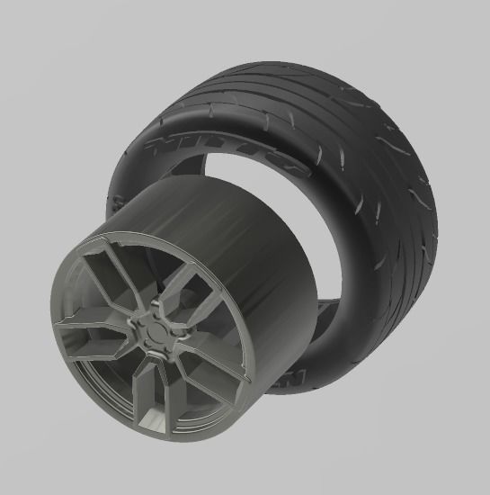 DODGE HELLCAT WHEEL AND TIRE FOR SCALE AUTO AND DIORAMAS 3D print model_1