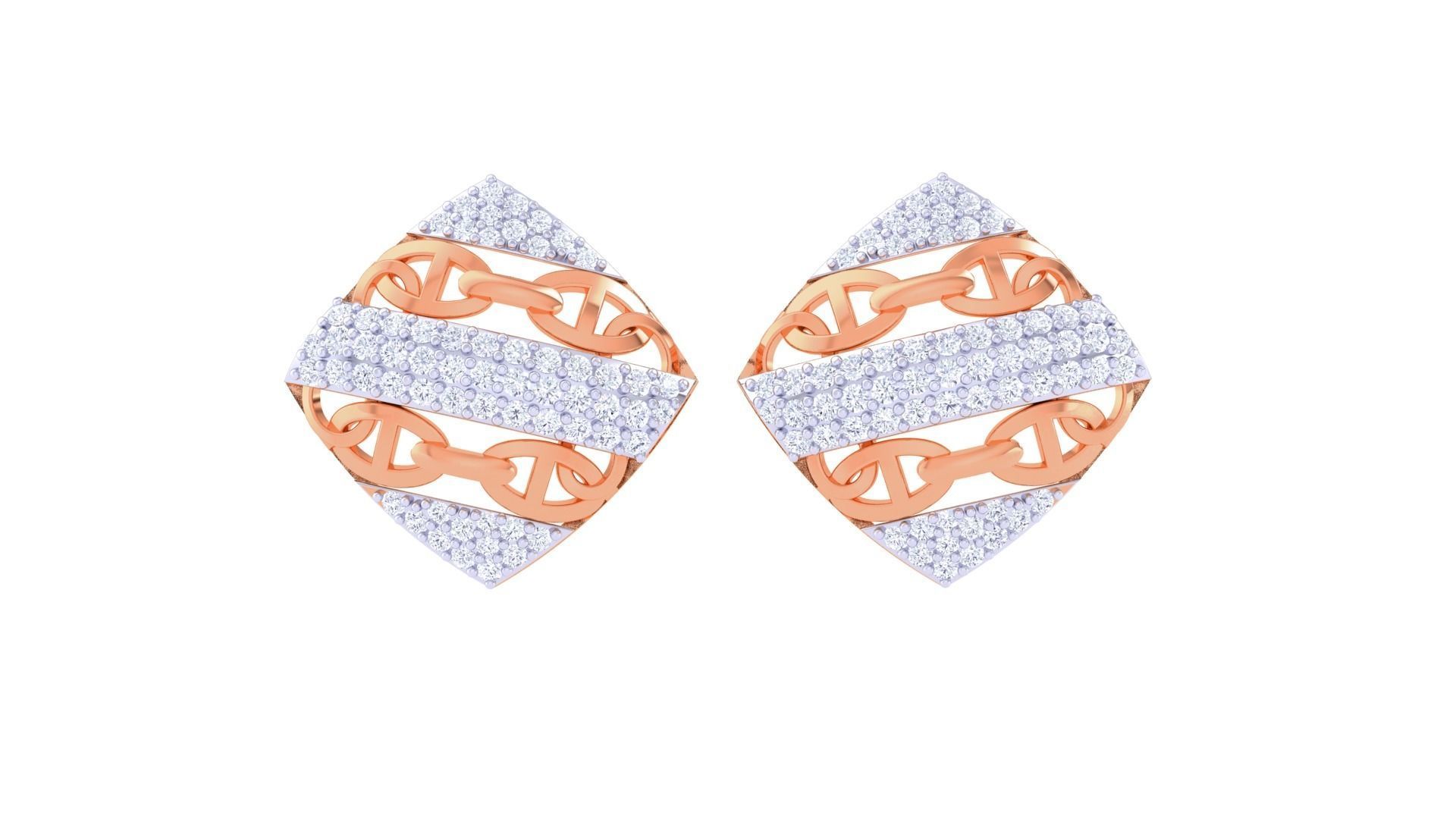 Chain Women Pendant Earrings set 3dm stl obj gltf glb 3mf  3D print model_10