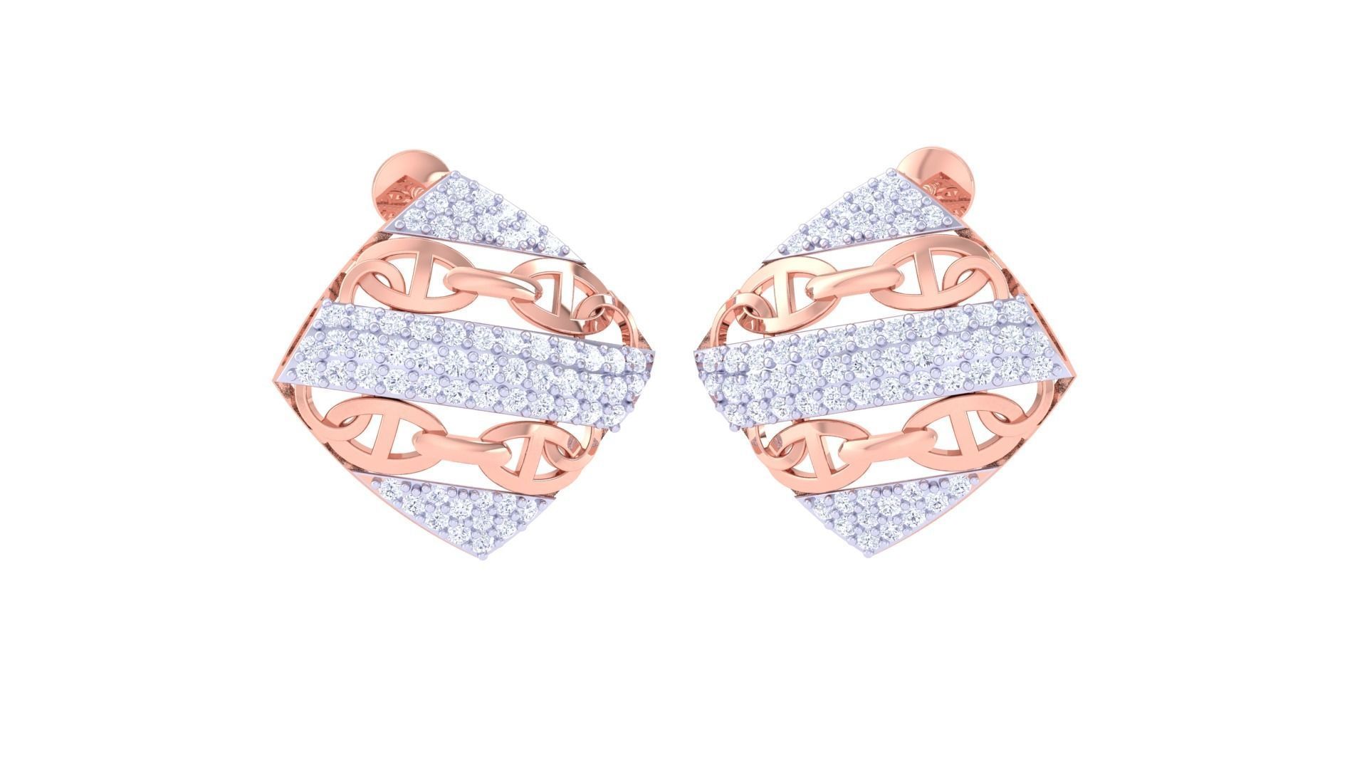 Chain Women Pendant Earrings set 3dm stl obj gltf glb 3mf  3D print model_1