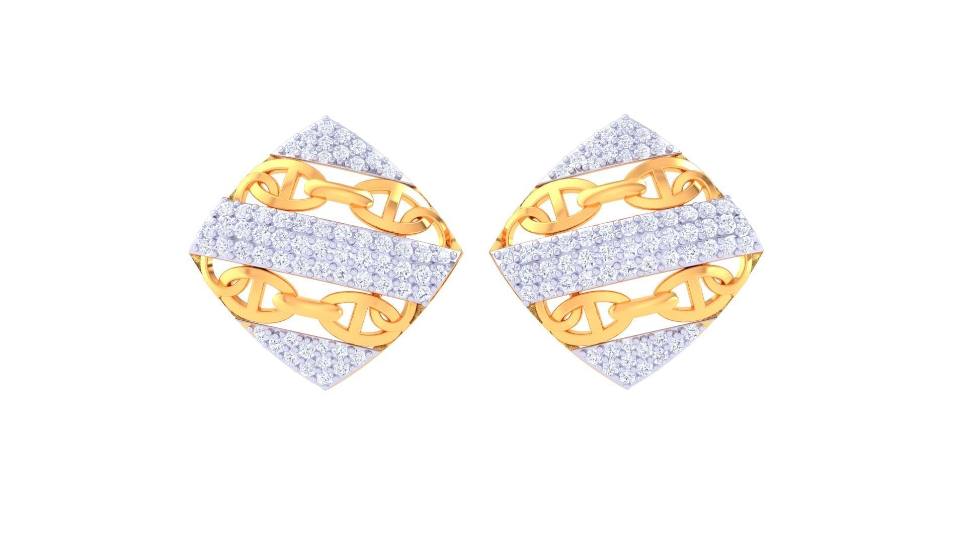 Chain Women Pendant Earrings set 3dm stl obj gltf glb 3mf  3D print model_8