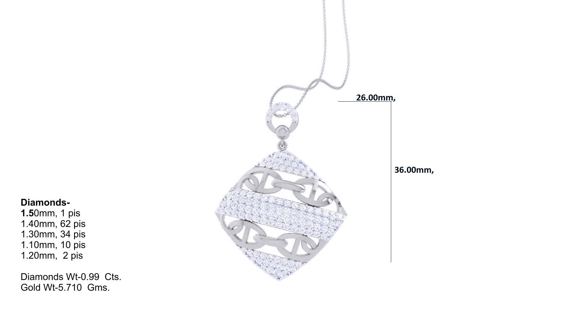 Chain Women Pendant Earrings set 3dm stl obj gltf glb 3mf  3D print model_17