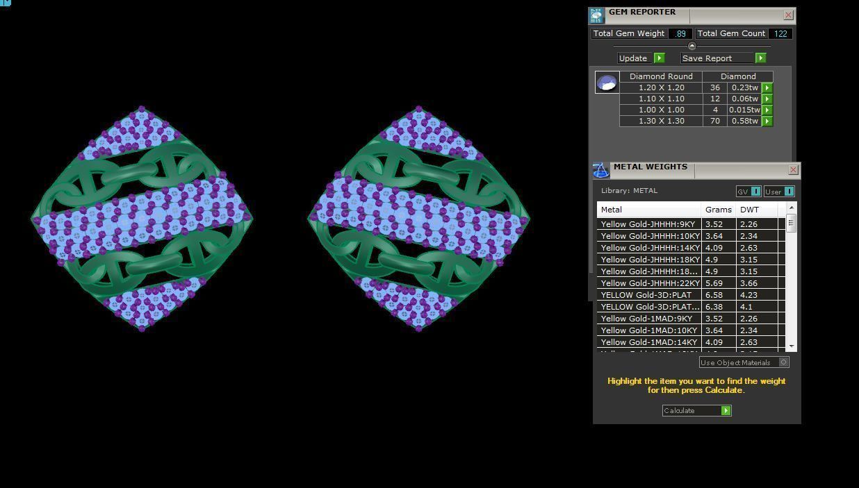 Chain Women Pendant Earrings set 3dm stl obj gltf glb 3mf  3D print model_5