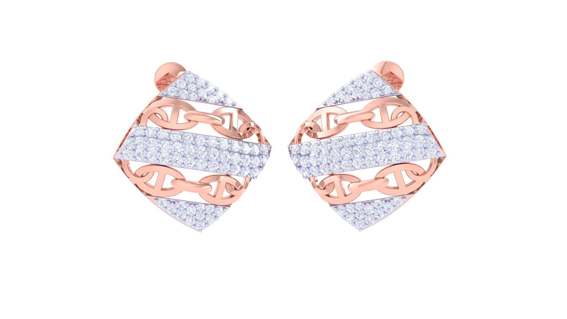 Chain Women Pendant Earrings set 3dm stl obj gltf glb 3mf  3D print model_3