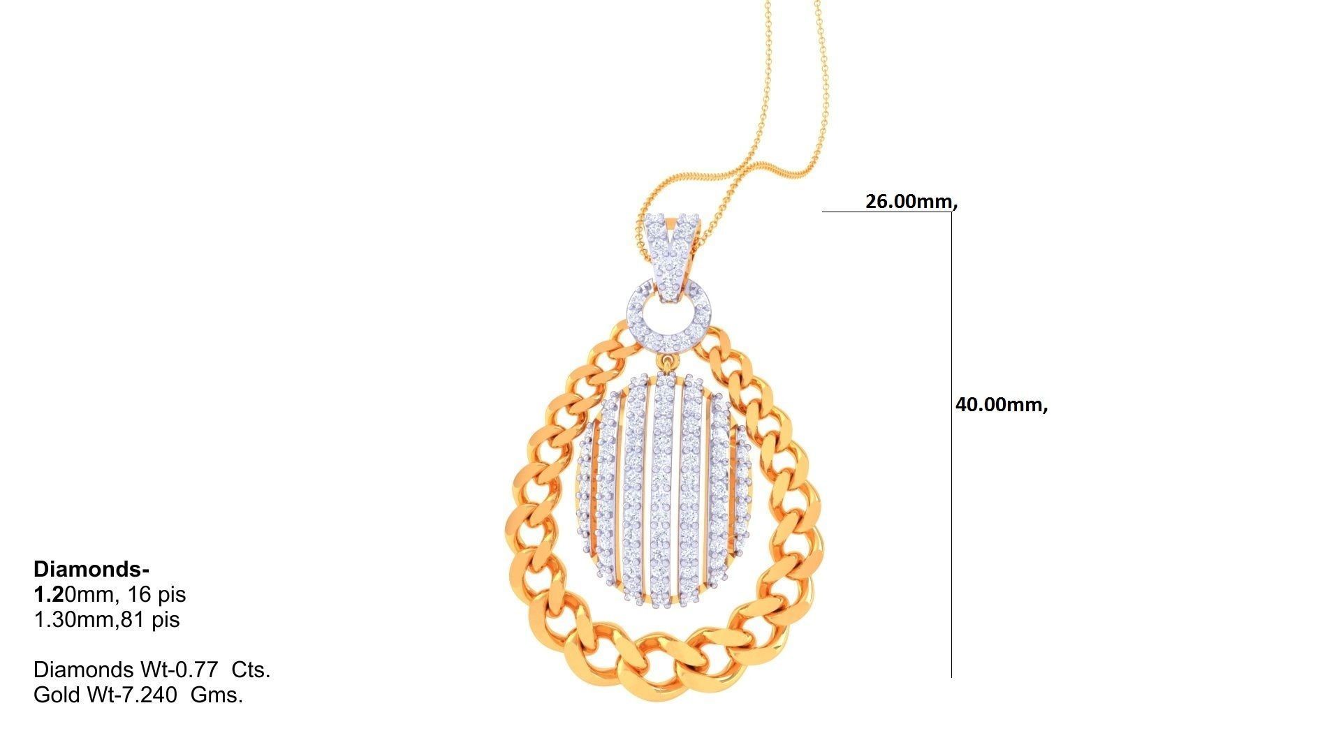 Chain Women Pendant Earrings set 3dm stl obj gltf glb  3D print model_16