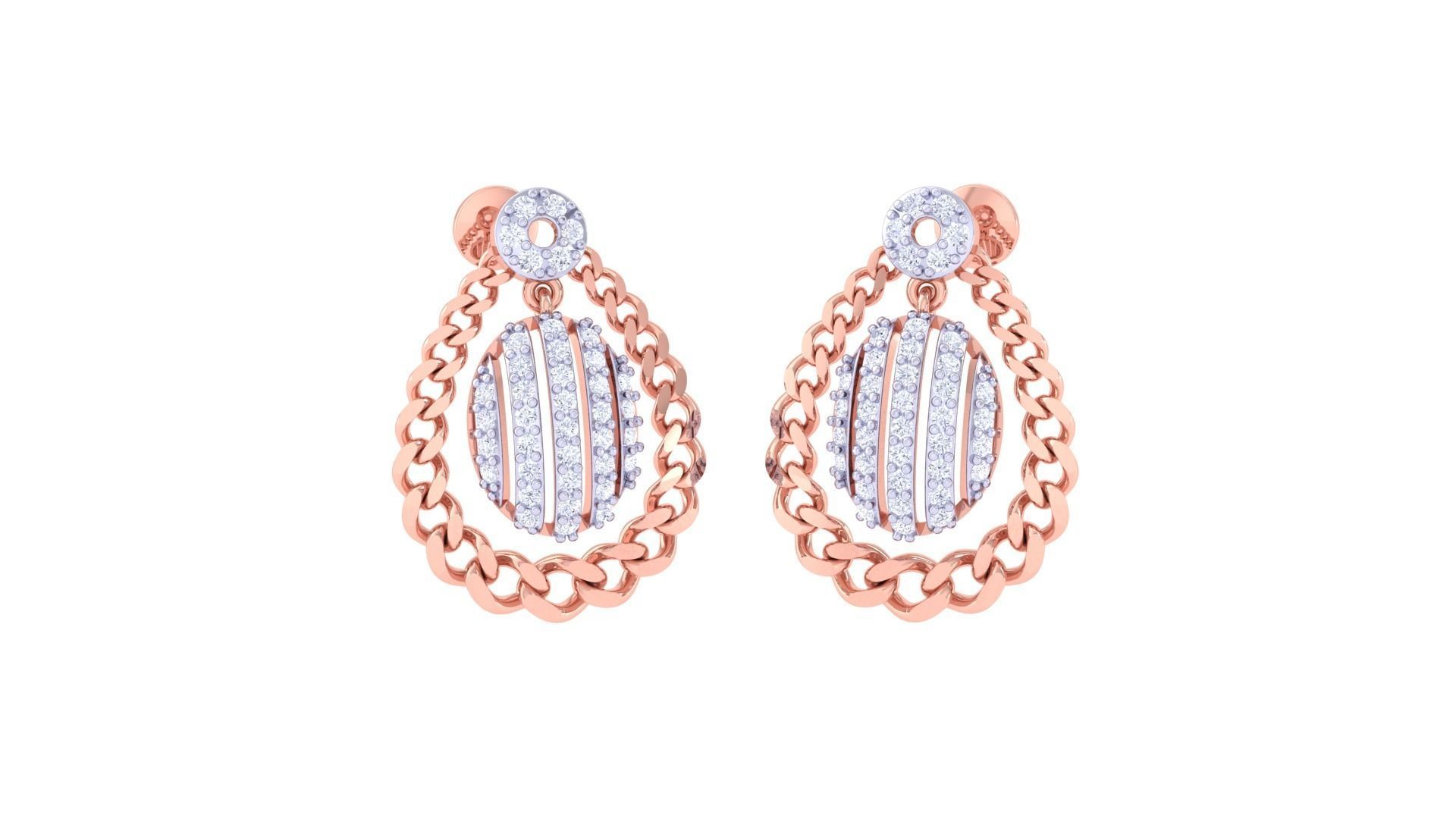 Chain Women Pendant Earrings set 3dm stl obj gltf glb  3D print model_1