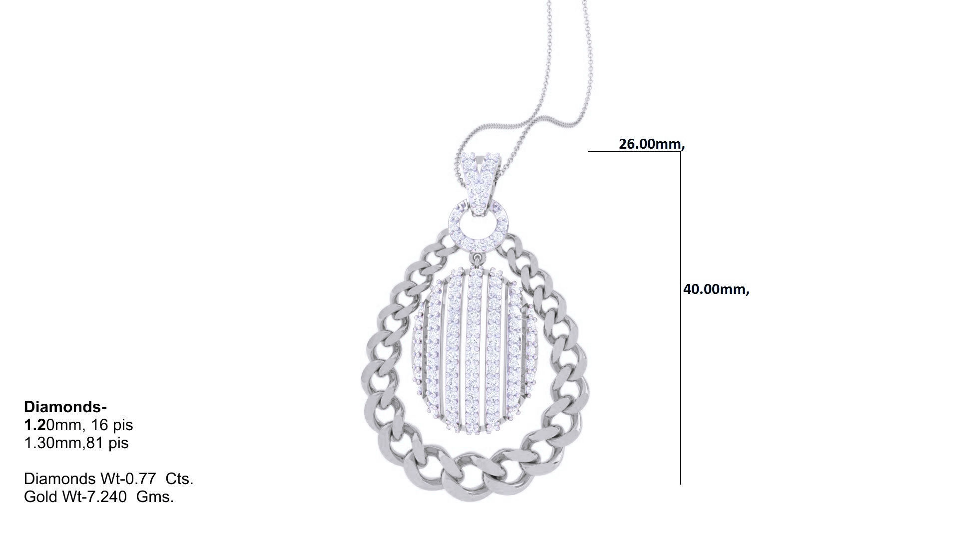 Chain Women Pendant Earrings set 3dm stl obj gltf glb  3D print model_17