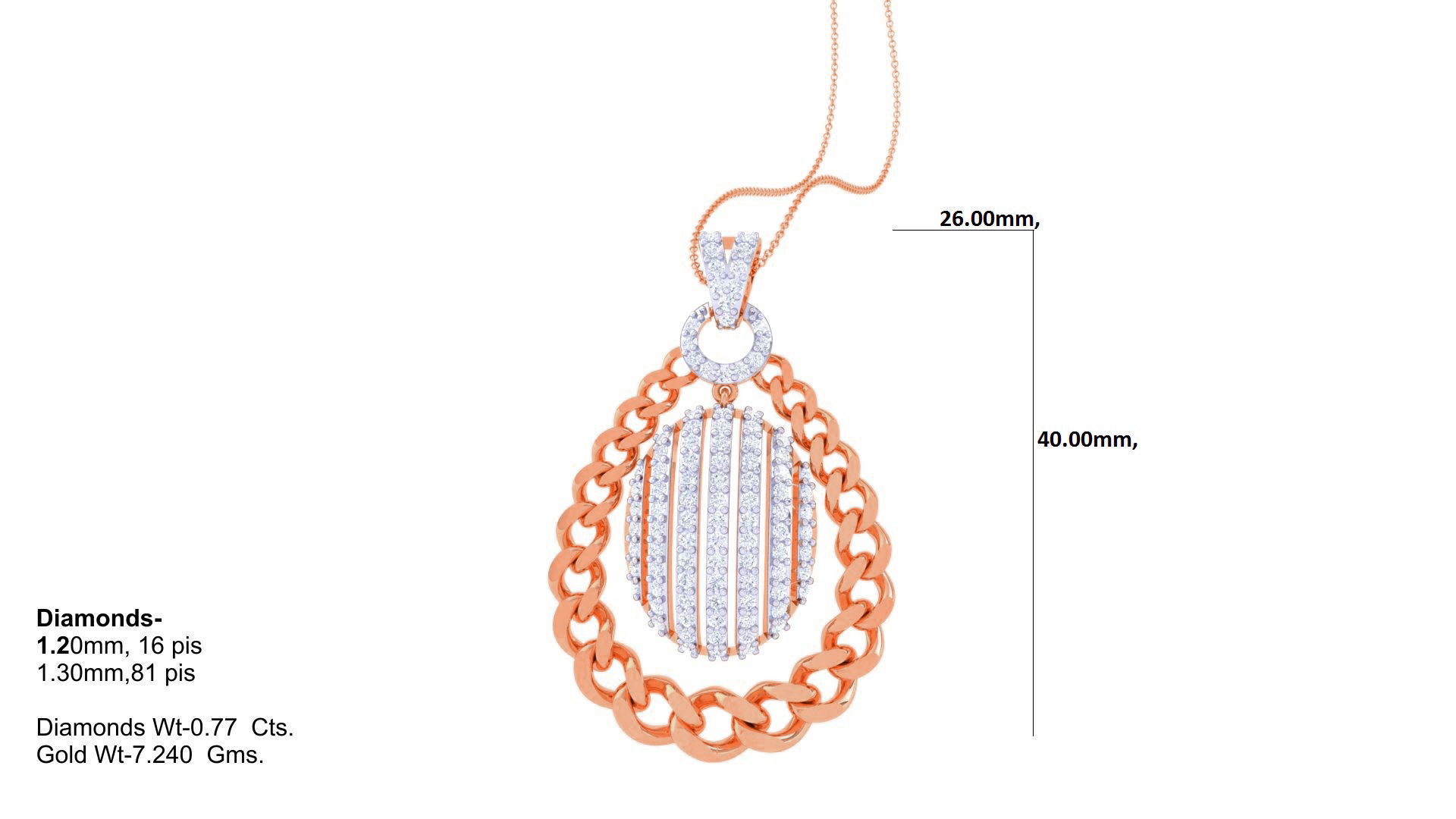 Chain Women Pendant Earrings set 3dm stl obj gltf glb  3D print model_18