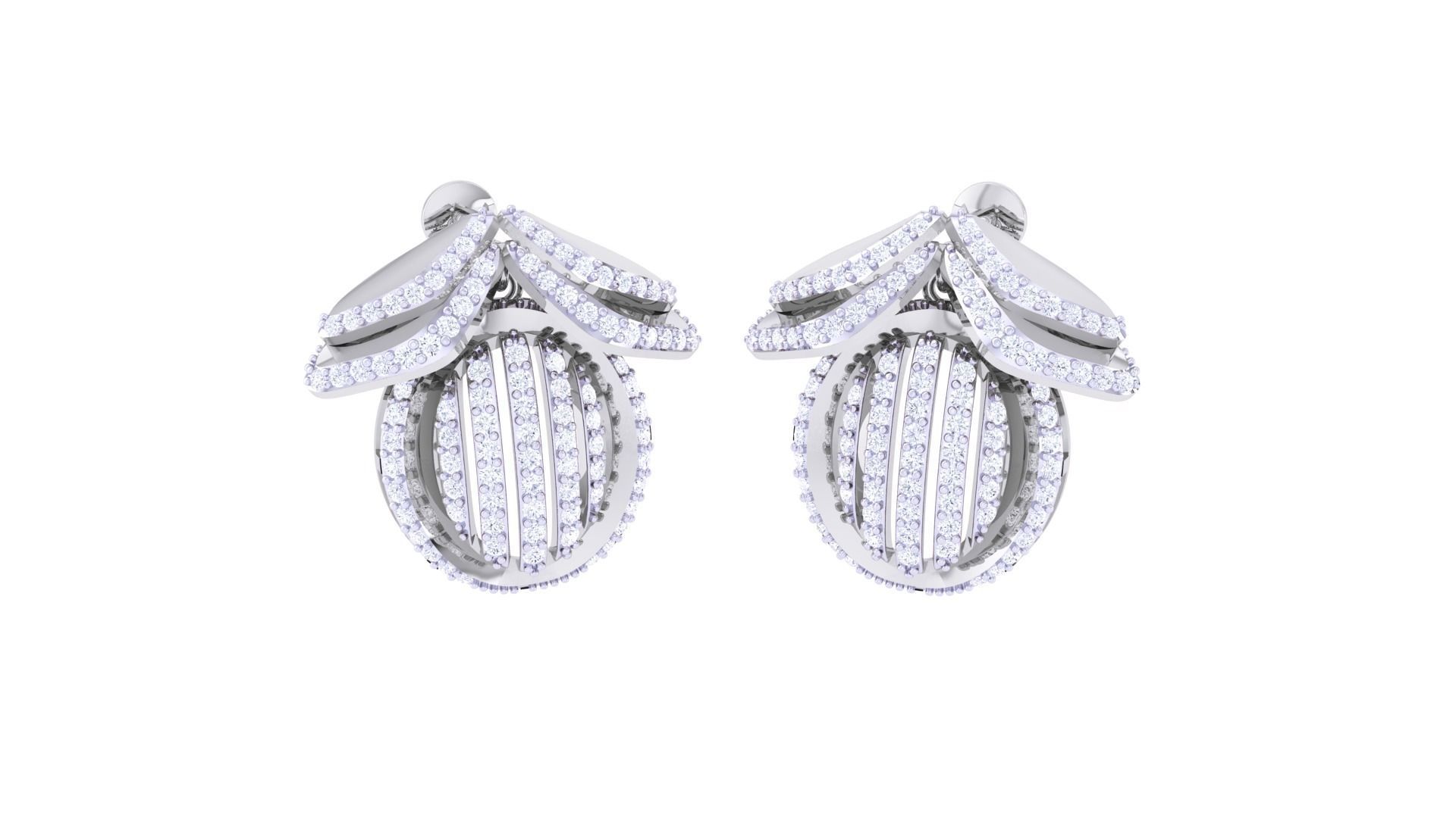 Women Pendant Earrings set 3dm stl obj gltf glb 3mf renders 3D print model_2