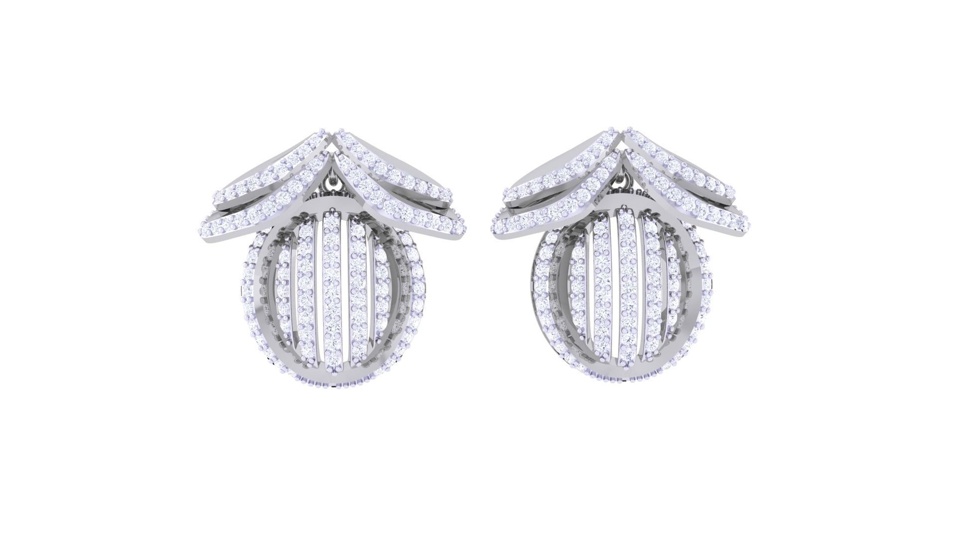 Women Pendant Earrings set 3dm stl obj gltf glb 3mf renders 3D print model_9