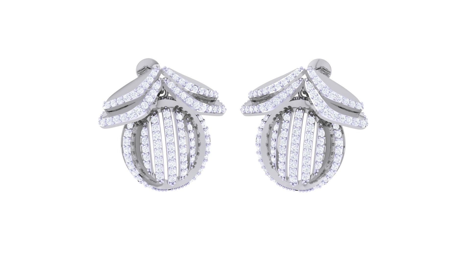 Women Pendant Earrings set 3dm stl obj gltf glb 3mf renders 3D print model_7