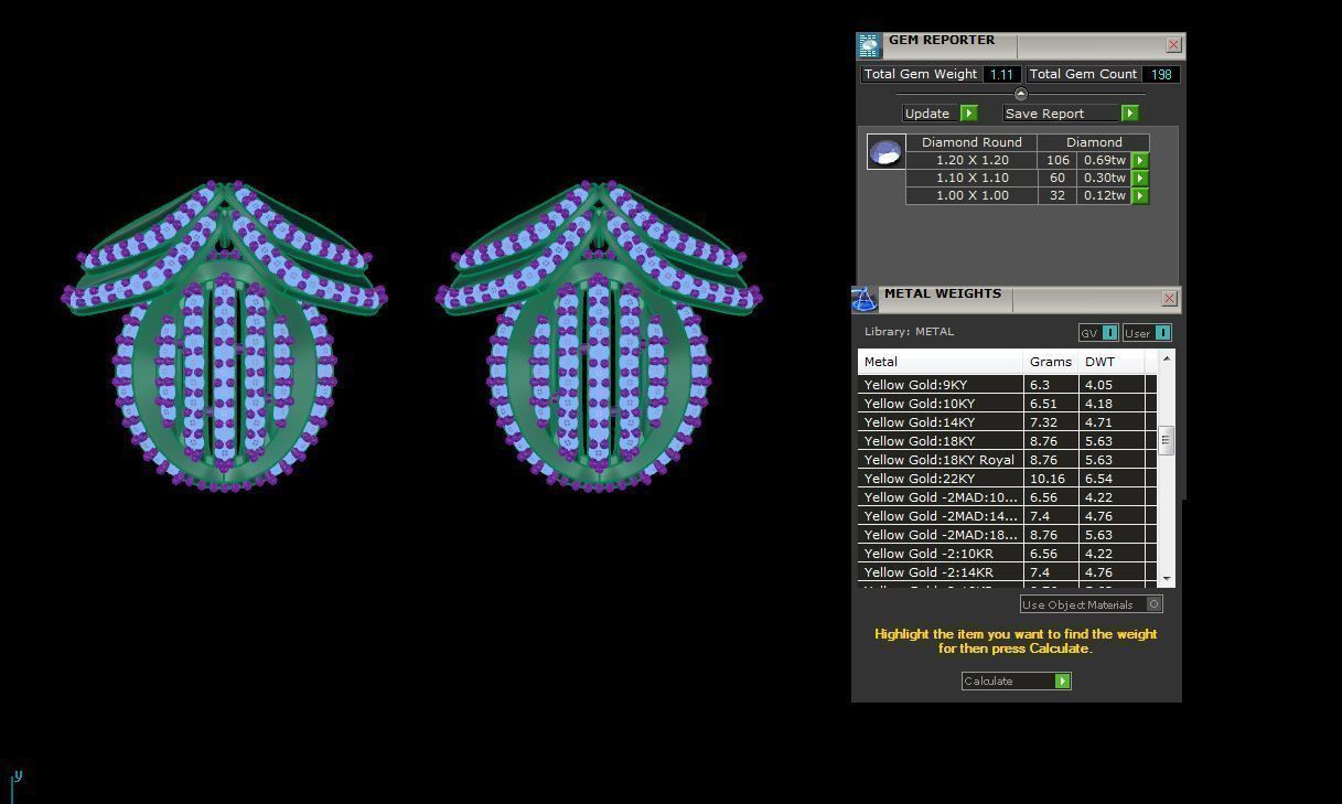 Women Pendant Earrings set 3dm stl obj gltf glb 3mf renders 3D print model_5