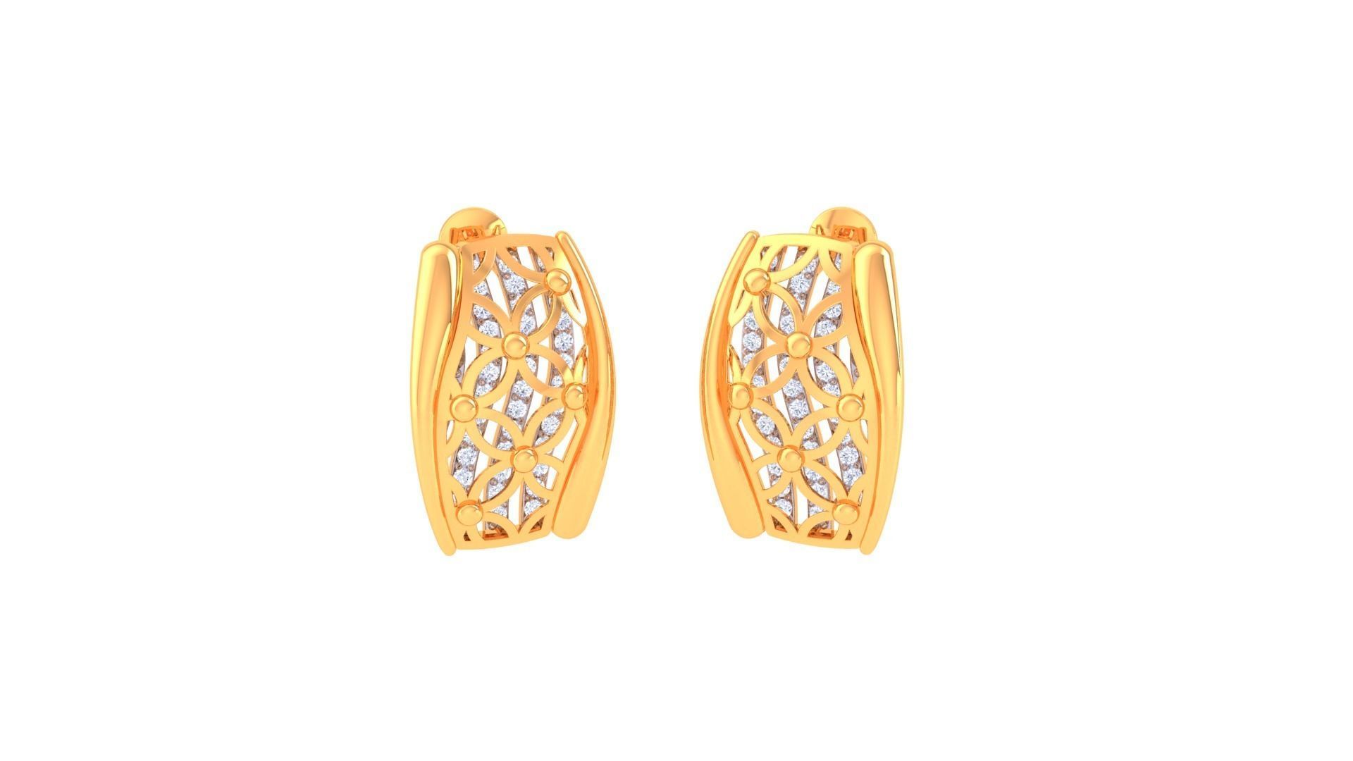 Flower Diamond Head Women Pendant Earrings set 3dm stl obj gltf 3D print model_5