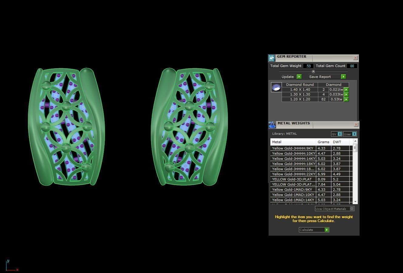 Flower Diamond Head Women Pendant Earrings set 3dm stl obj gltf 3D print model_4