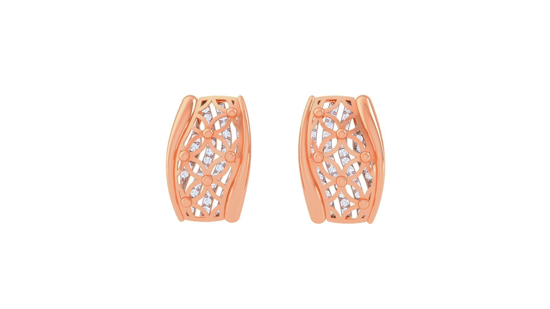 Flower Diamond Head Women Pendant Earrings set 3dm stl obj gltf 3D print model_10